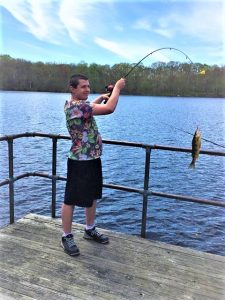 student fishing 